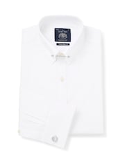 Savile Row Company Hemd, Doppelmanschette mit extra Nadelkragen, 100 % Baumwolle, Slim-Fit, Weiß - Bild 2 von 4
