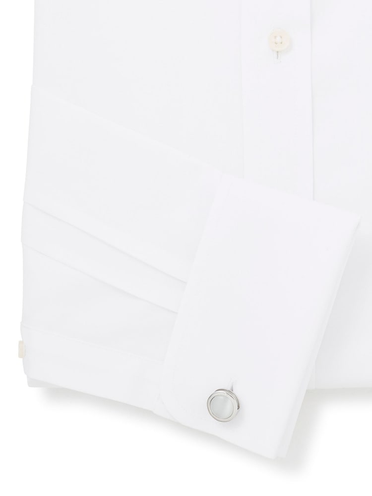 Savile Row Company Hemd, Doppelmanschette mit extra Nadelkragen, 100 % Baumwolle, Slim-Fit, Weiß - Bild 4 von 4