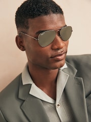 Ray Ban Large Aviator Polarised Lens Sunglasses - Image 1 of 12
