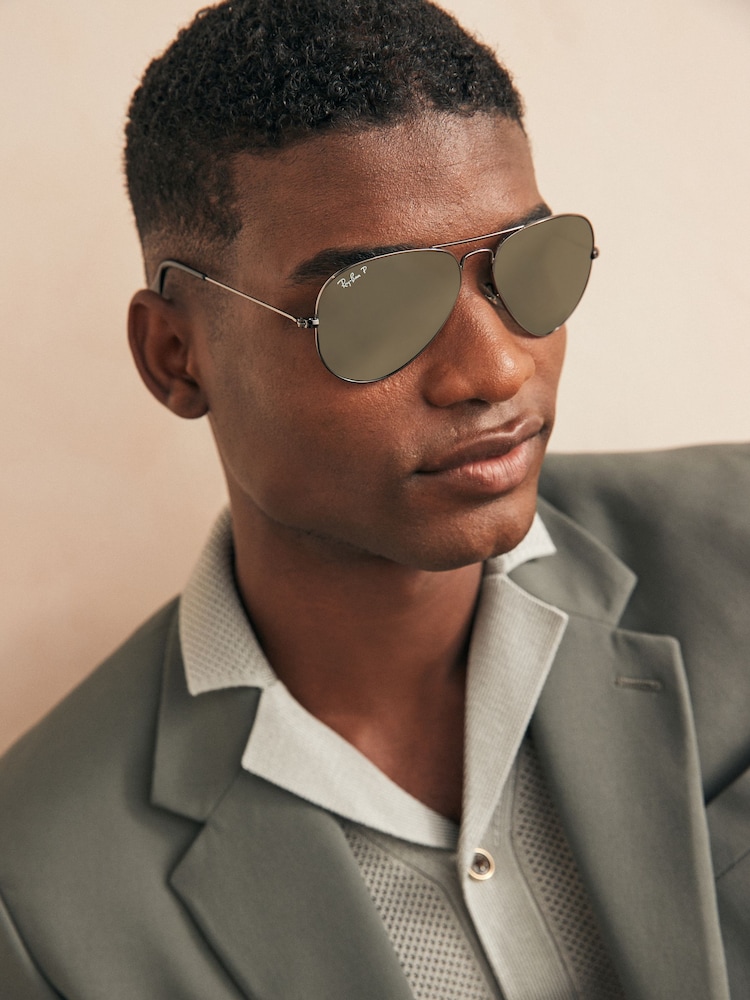 Ray Ban Large Aviator Polarised Lens Sunglasses - Image 1 of 12 Ray Ban Large Aviator Polarised Lens Sunglasses - Image 1 of 12