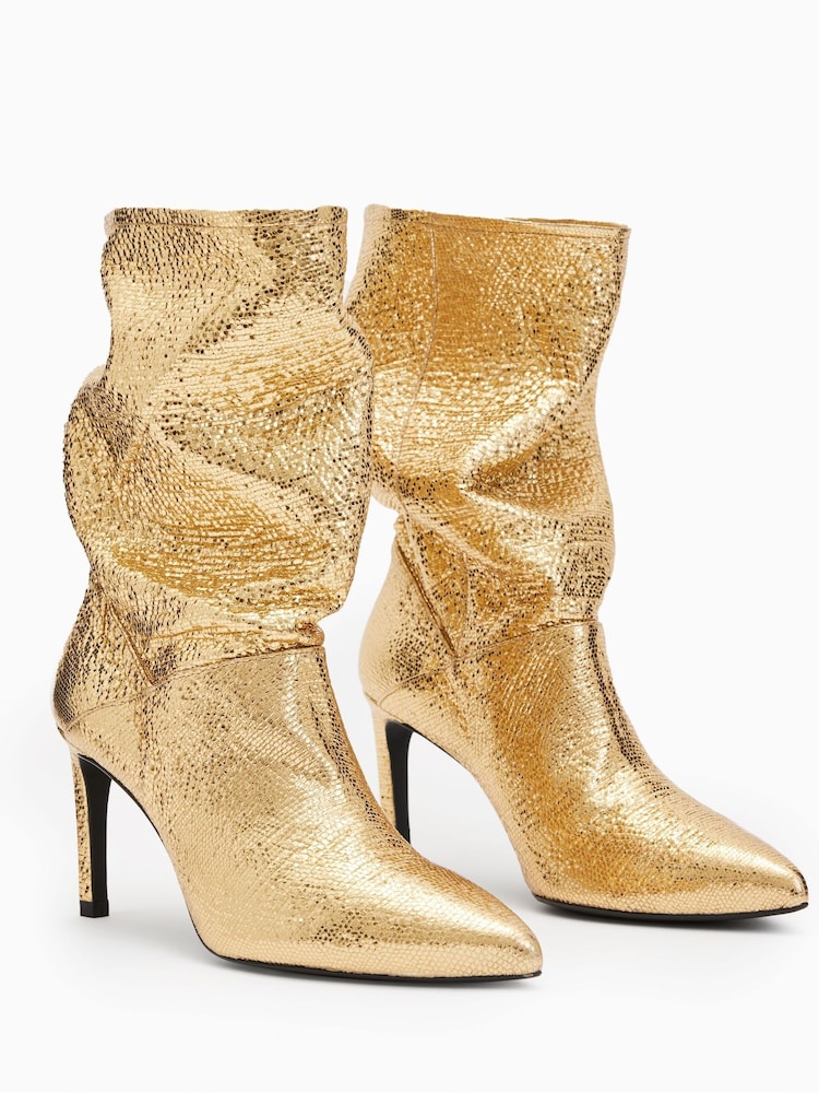 AllSaints Gold Orlana Shimmer Boots - Image 2 of 5