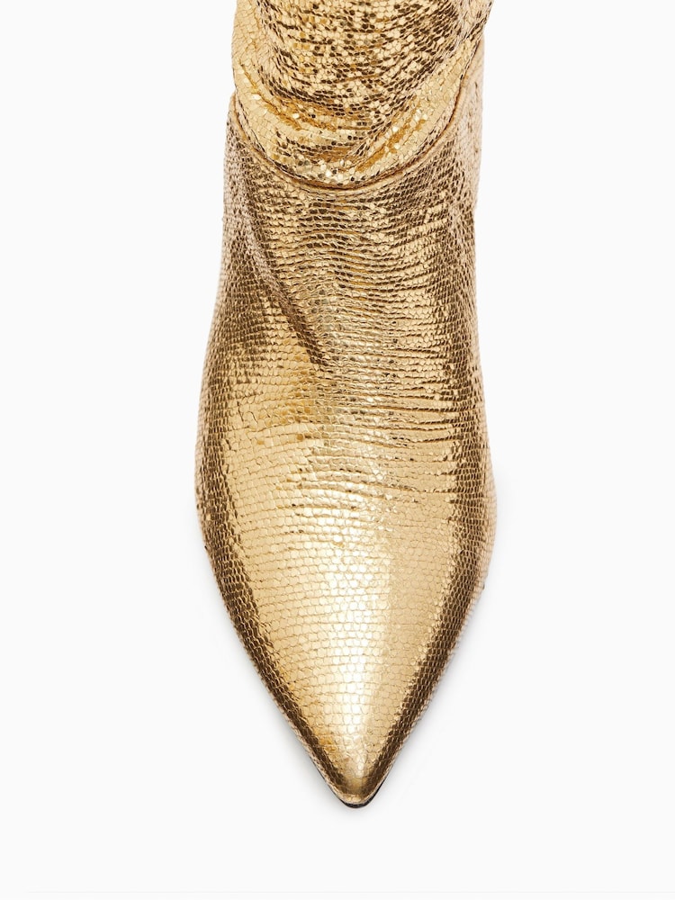 AllSaints Gold Orlana Shimmer Boots - Image 4 of 5