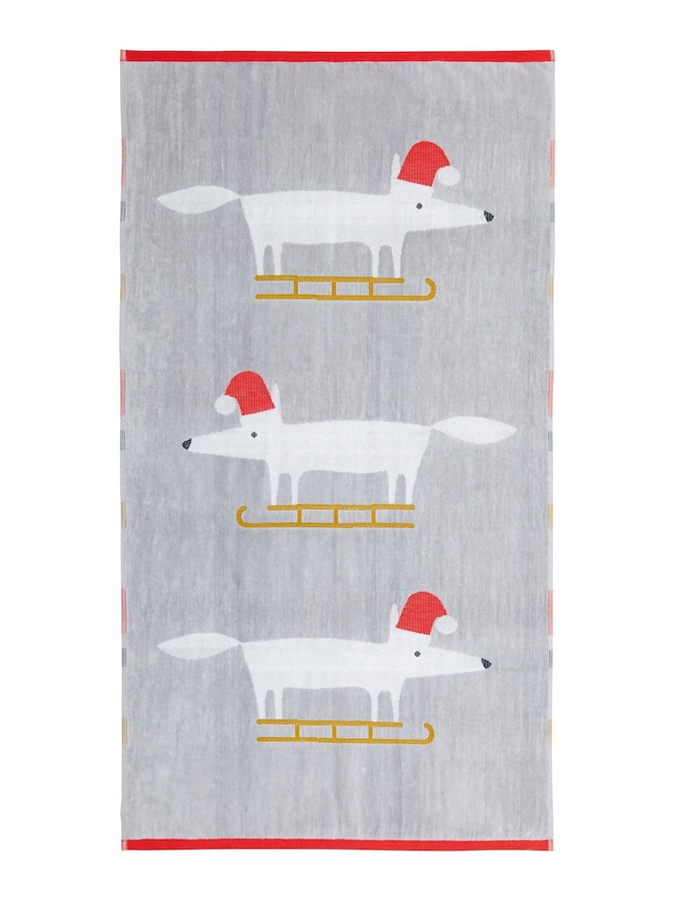 Scion Grey Mr Fox Christmas Bath Towel - Image 3 of 3 Scion Grey Mr Fox Christmas Bath Towel - Image 3 of 3