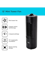 Black & Decker Black Low Noise Mini Tower Fan - Image 2 of 8