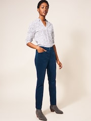 White Stuff Blue Sienna Stretch Velvet Trousers - Image 1 of 4