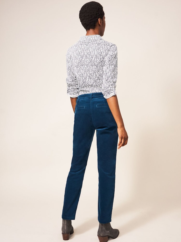 White Stuff Blue Sienna Stretch Velvet Trousers - Image 2 of 4 White Stuff Blue Sienna Stretch Velvet Trousers - Image 2 of 4
