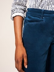 White Stuff Blue Sienna Stretch Velvet Trousers - Image 4 of 4