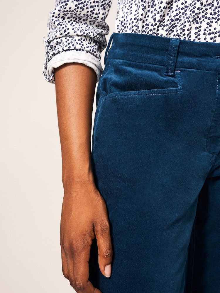 White Stuff Blue Sienna Stretch Velvet Trousers - Image 4 of 4 White Stuff Blue Sienna Stretch Velvet Trousers - Image 4 of 4