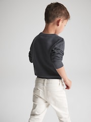 Reiss Airforce Blue Brookes Senior Stitch Interest Crew Neck Jumper - Image 5 of 7
