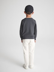 Reiss Airforce Blue Brookes Senior Stitch Interest Crew Neck Jumper - Image 6 of 7