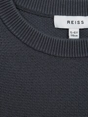 Reiss Airforce Blue Brookes Senior Stitch Interest Crew Neck Jumper - Image 7 of 7
