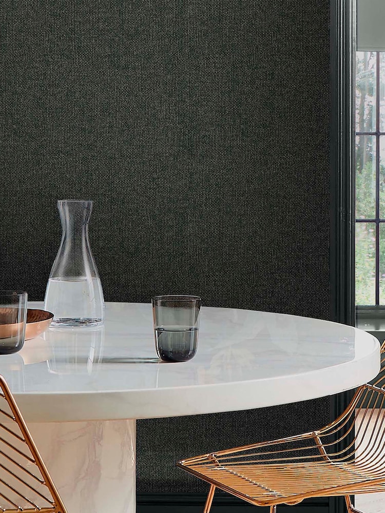 Graham & Brown Grey Twill Deep 10M Wallpaper - Image 1 of 3