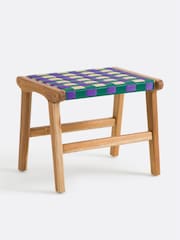 La Redoute Intérieurs Purple Bianca Stool in Solid Teak and Woven Resin - Image 2 of 5