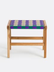 La Redoute Intérieurs Purple Bianca Stool in Solid Teak and Woven Resin - Image 3 of 5