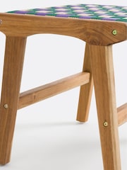La Redoute Intérieurs Purple Bianca Stool in Solid Teak and Woven Resin - Image 4 of 5