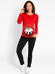 JoJo Maman Bébé Red Christmas Pudding Maternity Top - Image 2 of 5