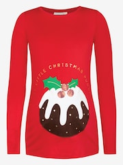 JoJo Maman Bébé Red Christmas Pudding Maternity Top - Image 4 of 5