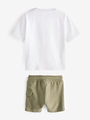White & Green Utility Pocket T-Shirt and Shorts Set (3mths-7yrs) - Image 4 of 4