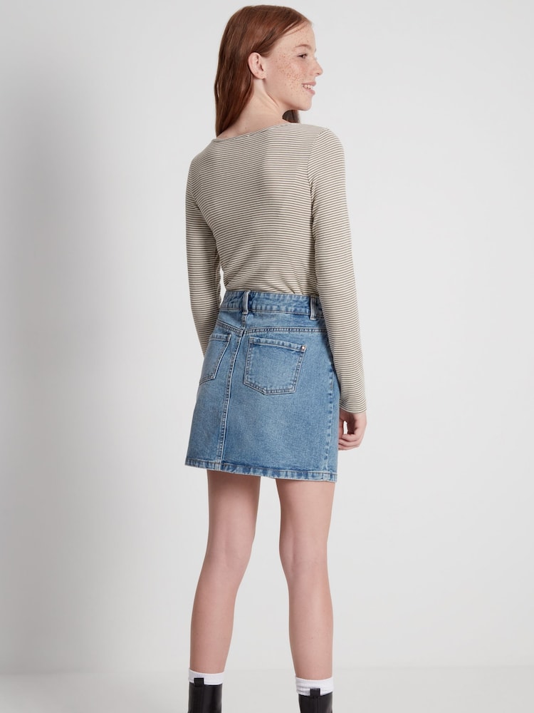Kylie Teen Grey Stripe Button Top - Image 2 of 5