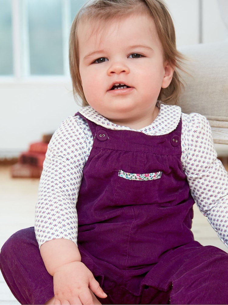 JoJo Maman Bébé Plum Pretty Cord Dungarees - Image 3 of 3