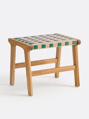 La Redoute Intérieurs Pink Bianca Stool in Solid Teak and Woven Resin - Image 1 of 5