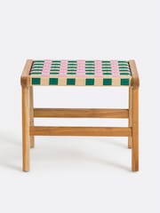 La Redoute Intérieurs Pink Bianca Stool in Solid Teak and Woven Resin - Image 2 of 5