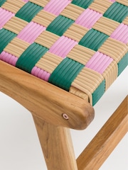 La Redoute Intérieurs Pink Bianca Stool in Solid Teak and Woven Resin - Image 3 of 5