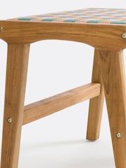 La Redoute Intérieurs Pink Bianca Stool in Solid Teak and Woven Resin - Image 4 of 5