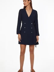 Tommy Hilfiger Blue Crepe Wrap Midi Dress - Image 1 of 5