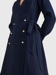 Tommy Hilfiger Blue Crepe Wrap Midi Dress - Image 3 of 5