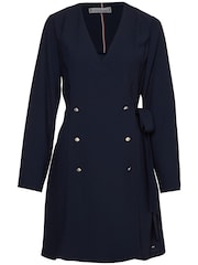 Tommy Hilfiger Blue Crepe Wrap Midi Dress - Image 4 of 5