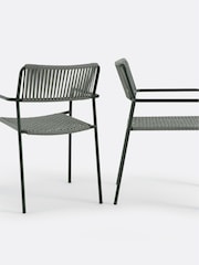 La Redoute Intérieurs Set of 2 Khaki Namy Steel and Rope Garden Armchairs - Image 2 of 5