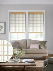 Laura Ashley Ochre Yellow Burford Check Made To Measure Roller Blind - Image 1 of 6