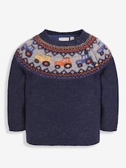 أزرق كحلي جرار - JoJo Maman Bébé Fairisle Pattern Jumper - صورة 2 من 3