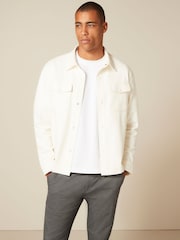 Ecru White Premium Texture Jersey Shacket - Image 1 of 9