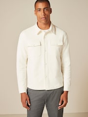 Ecru White Premium Texture Jersey Shacket - Image 3 of 9