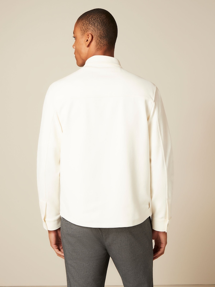 Ecru White Premium Texture Jersey Shacket - Image 4 of 9