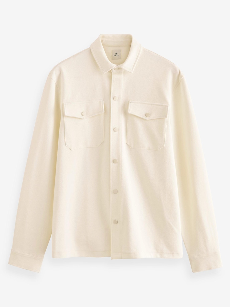 Ecru White Premium Texture Jersey Shacket - Image 8 of 9