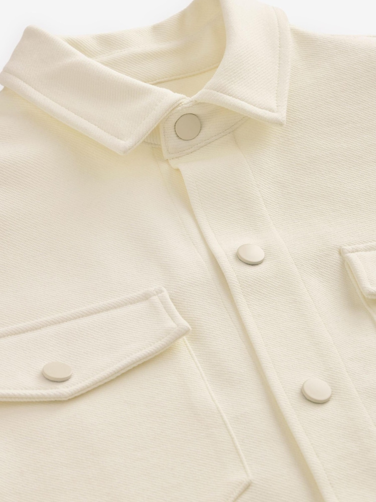 Ecru White Premium Texture Jersey Shacket - Image 9 of 9