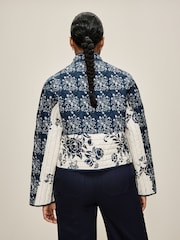 Navy Blue Quilted Floral Jacket - Image 4 of 7