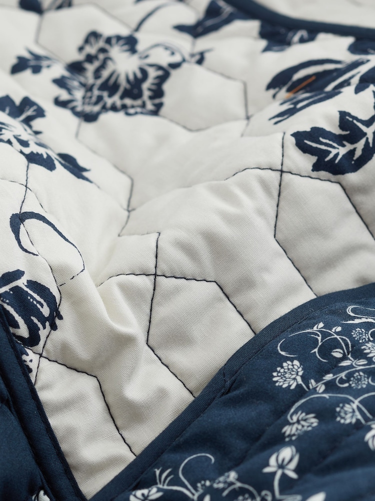 Navy Blue Quilted Floral Jacket - Image 7 of 7