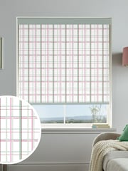 Laura Ashley Rose Pink Burford Check Made To Measure Roller Blind - Image 1 of 6