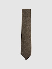 Reiss Dark Brown Melange Saturn Wool-Silk Blend Tie - Image 1 of 4