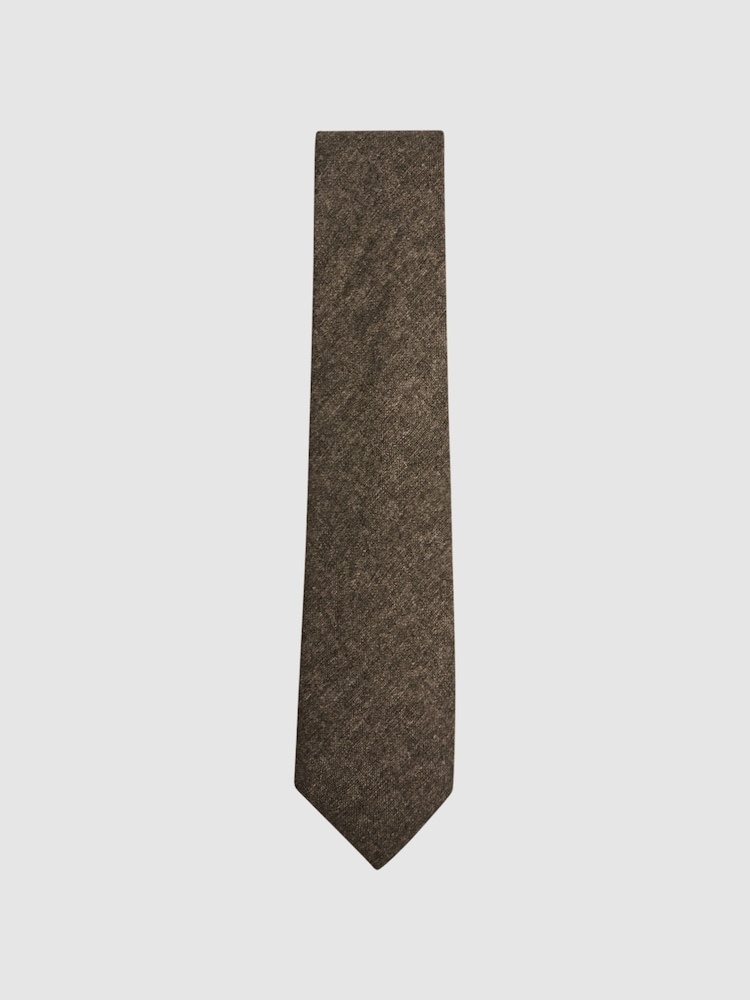 Reiss Dark Brown Melange Saturn Wool-Silk Blend Tie - Image 1 of 4