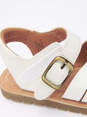 White Wide Fit (G) Leather Woven Ankle Strap Sandals - Image 5 of 6