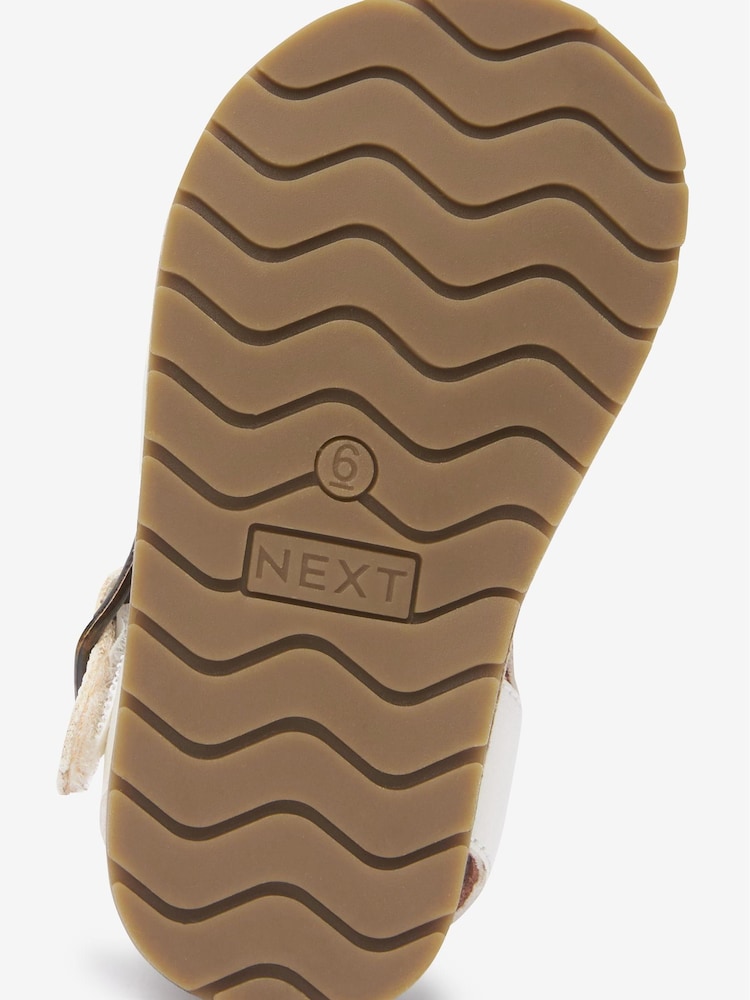 White Wide Fit (G) Leather Woven Ankle Strap Sandals - Image 6 of 6