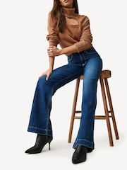 Blau - Paige Leenah Jeans mit hoher Taille und ausgestelltem Ausschnitt in Blau - Bild 3 von 4