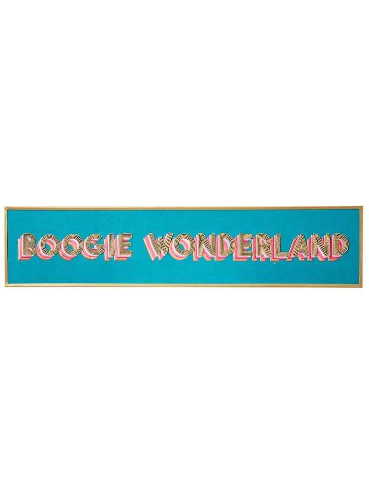 Oliver Bonas Green Boogie Wonderland Beaded Fabric Wall Art - Image 1 of 3