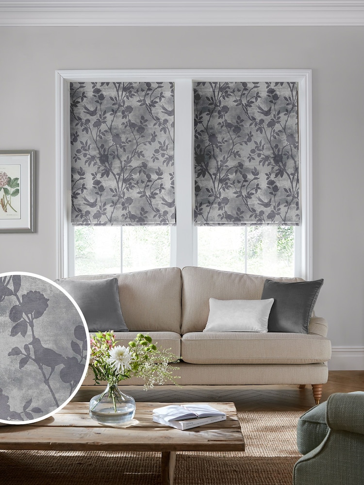 Laura Ashley Grey Eglantine Made To Measure Roman Blinds - Image 1 of 6