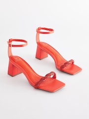 Orange Regular/Wide Fit Forever Comfort® Twist Jewel Block Heel Sandals - Image 1 of 5
